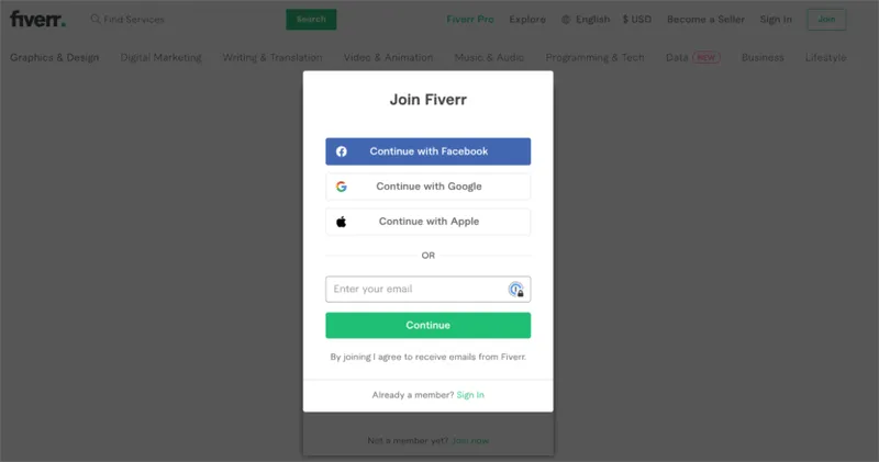 Fiverr 註冊方式