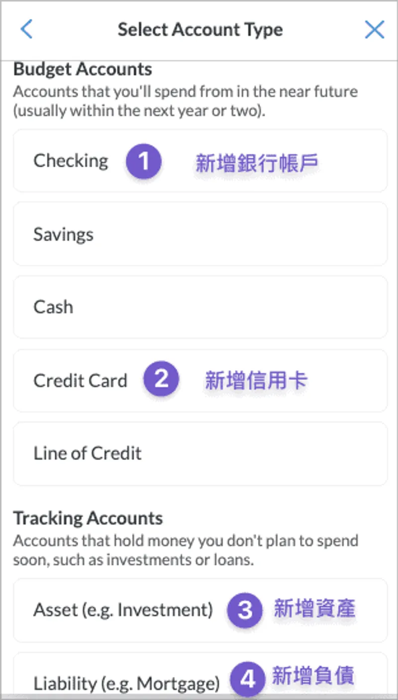 帳戶類型說明